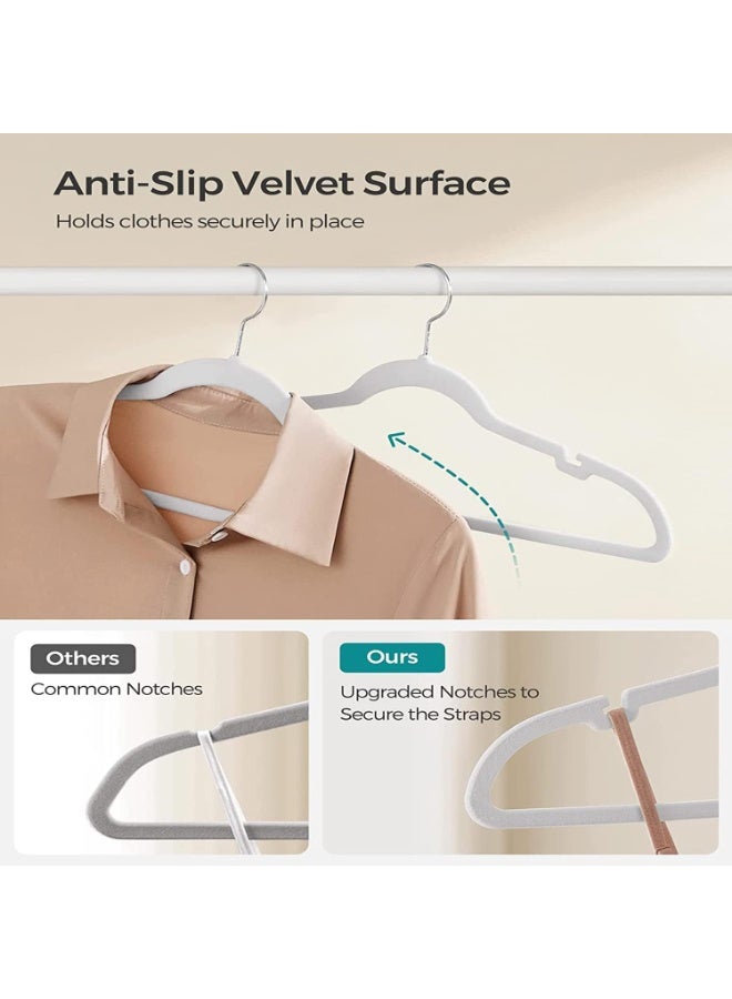 TYCOM Clothes Hangers 50 Pack Velvet Ultra Thin Space Saving Coats Clothes Hangers Non Slip Suit Hangers with 360 Degree Swivel Hook Hold Up to 5KG for Jackets Pants Dress White. - Image 4